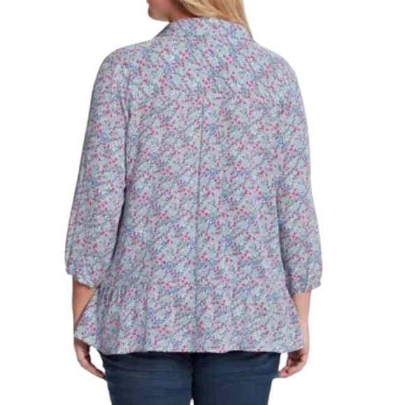 Vintage America Elsie Peplum Blouse Size 3X Floral Cottagecore Peasant Boho - Picture 8 of 15